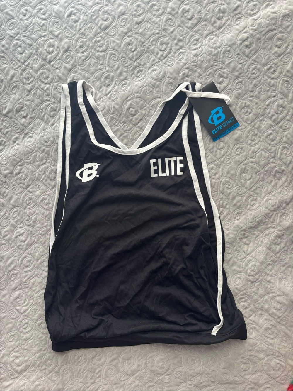 Bodybuilding Black Muscle Tank with White Trim